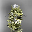 14k yellow gold diamond floral engagement ring Moissanite ADLR339
