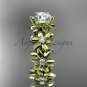 14k yellow gold diamond floral engagement ring Moissanite ADLR339