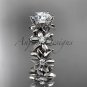 Platinum diamond floral engagement ring Moissanite ADLR339