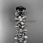 14k white gold diamond floral engagement ring Black Diamond ADLR339