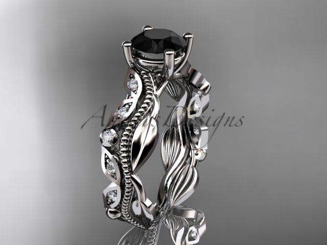 Platinum diamond wedding,engagement ring Black Diamond ADLR342