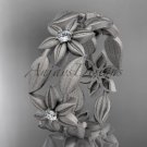 14kt white gold diamond leaf and vine, flower wedding ring, engagement ring, wedding band ADLR344