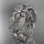 14kt white gold diamond leaf and vine, flower wedding ring, engagement ring, wedding band ADLR344