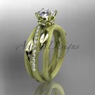 14kt yellow gold diamond engagement ring with white sapphire ADLR329