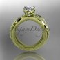 14kt yellow gold diamond engagement ring with white sapphire ADLR329