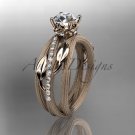 14kt rose gold diamond engagement ring with white sapphire ADLR329