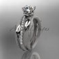 14kt white gold diamond engagement ring with white sapphire ADLR329