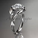 Platinum diamond engagement ring, white sapphire ADLR328