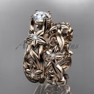 14kt rose gold diamond floral wedding set Moissanite ADLR216S