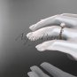 14kt rose gold diamond leaf and vine, floral pearl wedding ring, engagement ring AP34