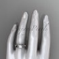 Platinum diamond pearl vine and leaf engagement ring AP58