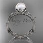 14k white gold diamond pearl vine and leaf engagement set AP38S