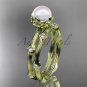 14k yellow gold diamond pearl vine and leaf engagement set AP38S