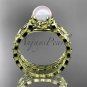 14kt yellow gold diamond leaf and vine, floral pearl wedding set, engagement set AP35S