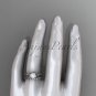 Platinum diamond leaf and vine, floral pearl wedding set, engagement set AP34S