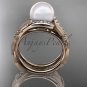 14k rose gold diamond pearl vine and leaf engagement set AP64S