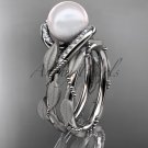 Platinum diamond pearl vine and leaf engagement set AP64S