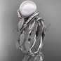 Platinum diamond pearl vine and leaf engagement set AP64S
