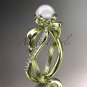 14k yellow gold diamond pearl vine and leaf engagement ring AP70