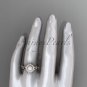 14k rose gold diamond pearl vine and leaf engagement ring AP89