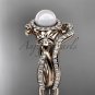14k rose gold diamond pearl vine and leaf engagement set AP89S