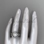 Platinum diamond pearl vine and leaf engagement set AP89S