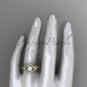 14k yellow gold diamond pearl vine and leaf engagement ring AP90