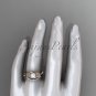 14k rose gold diamond pearl vine and leaf engagement set AP90S
