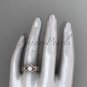 14k rose gold diamond pearl vine and leaf engagement set AP91S