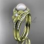 14k yellow gold diamond pearl vine and leaf engagement set AP91S
