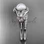 Platinum diamond pearl vine and leaf engagement set AP91S