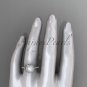 Platinum diamond pearl vine and leaf engagement ring AP95