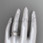 14k rose gold diamond pearl vine and leaf engagement ring AP97