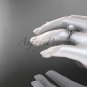 14k white gold diamond pearl vine and leaf engagement ring AP101