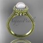 14k yellow gold diamond pearl vine and leaf engagement ring AP101