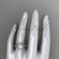 14kt white gold diamond floral wedding ring, engagement ring AP104