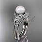 Platinum diamond pearl vine and leaf engagement set AP112S