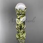 14k yellow gold diamond pearl vine and leaf engagement ring AP124