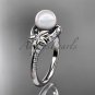 Platinum diamond floral wedding ring, engagement ring AP125