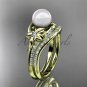 14kt yellow gold diamond floral wedding set, engagement set AP125S