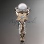 14kt rose gold diamond floral wedding ring, engagement ring AP127