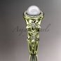 14kt yellow gold diamond floral wedding ring, engagement ring AP131