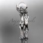 14kt white gold diamond floral wedding set, engagement set AP132S