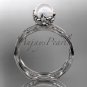 14kt white gold diamond floral wedding set, engagement set AP132S