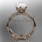 14kt rose gold diamond floral wedding set, engagement set AP132S