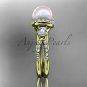 14kt yellow gold diamond pearl unique engagement ring, wedding ring AP146