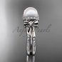 14k white gold diamond pearl wedding ring,engagement ring AP155