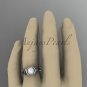 14k white gold diamond pearl wedding ring,engagement ring AP155