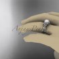 Platinum diamond pearl wedding ring, engagement ring AP155