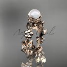 14kt rose gold diamond pearl unique engagement ring AP209
